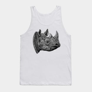 Black rhino ink illustration portrait Tank Top